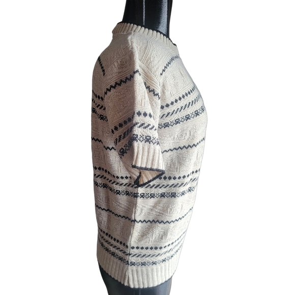 Seperate Scene Short Sleeve Beige and Black Sweater M - Picture 4 of 7